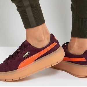 PUMA Womens Fenty by Rihanna Suede Cleated Creeper Platform Sneakers